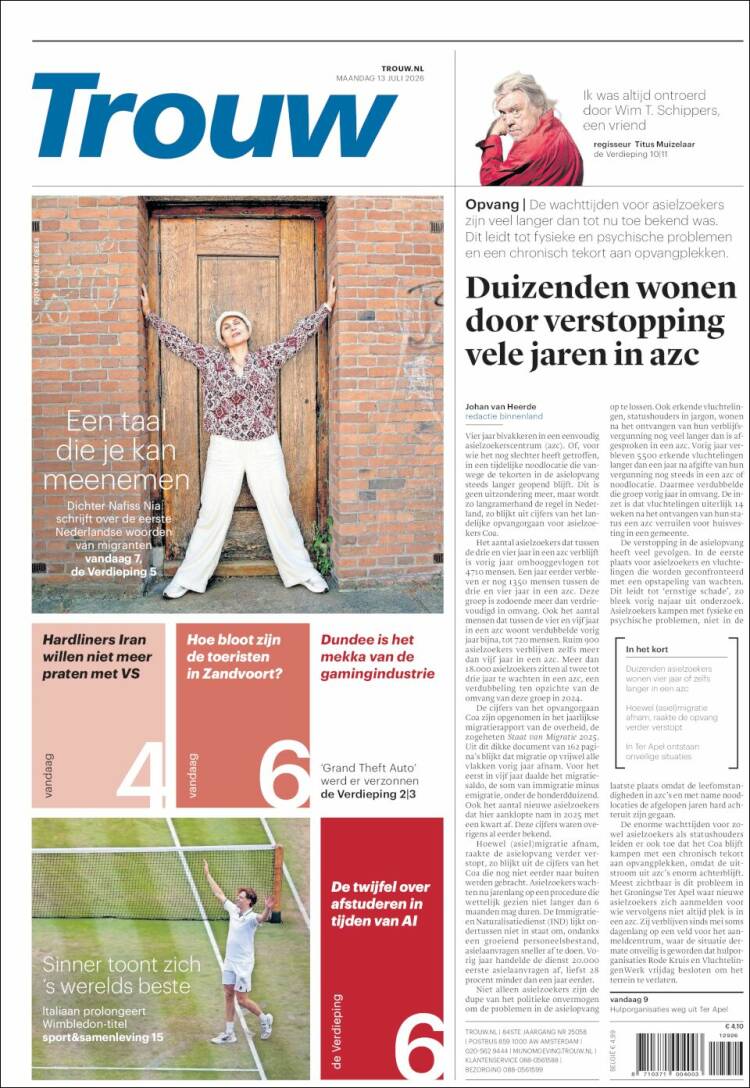 Portada de Trouw (Pa&iacute;ses Bajos)