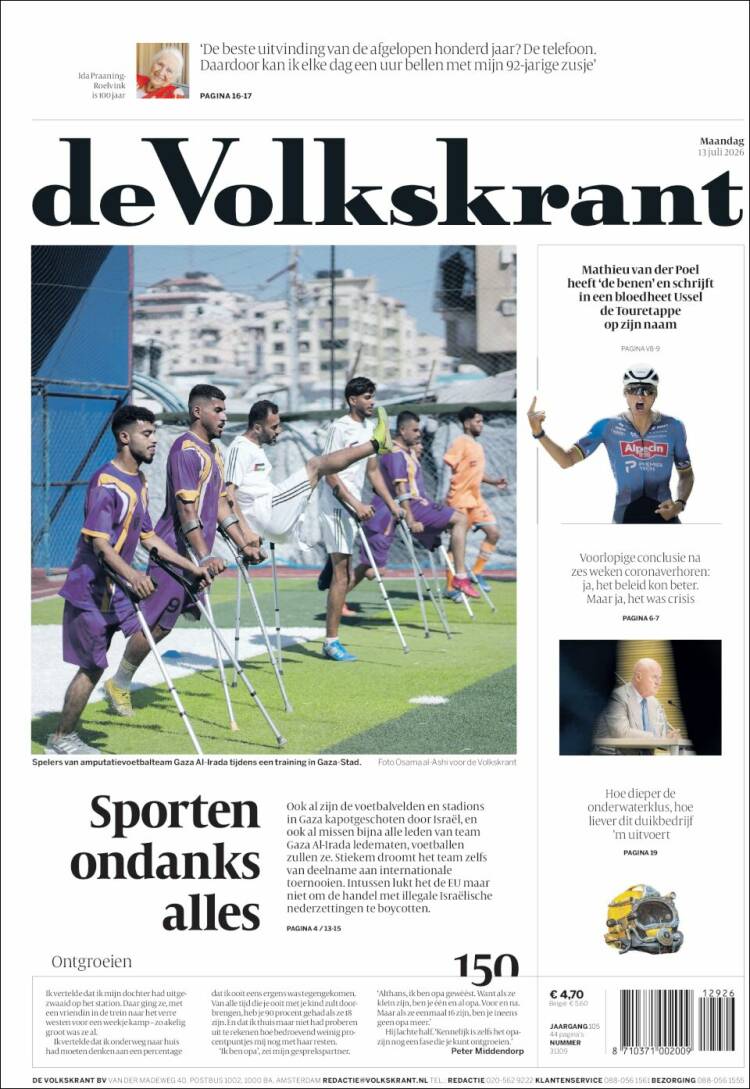 Portada de De Volkskrant (Pa&iacute;ses Bajos)