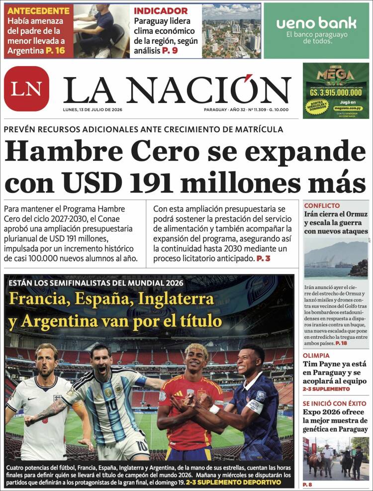 Portada de La Nación (Paraguay)