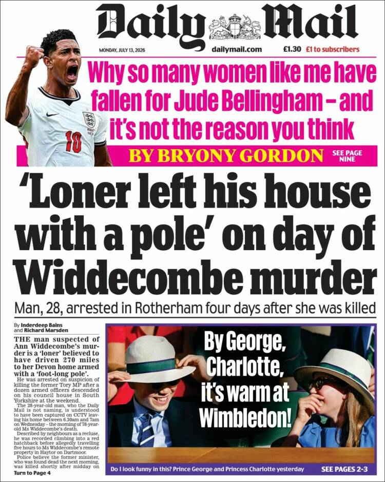 Portada de Daily Mail (Reino Unido)