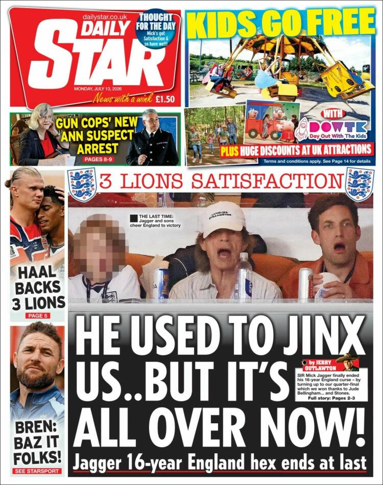 Portada de Daily Star (Reino Unido)