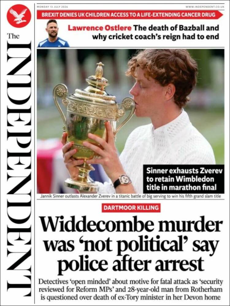 Portada de The Independent (Reino Unido)
