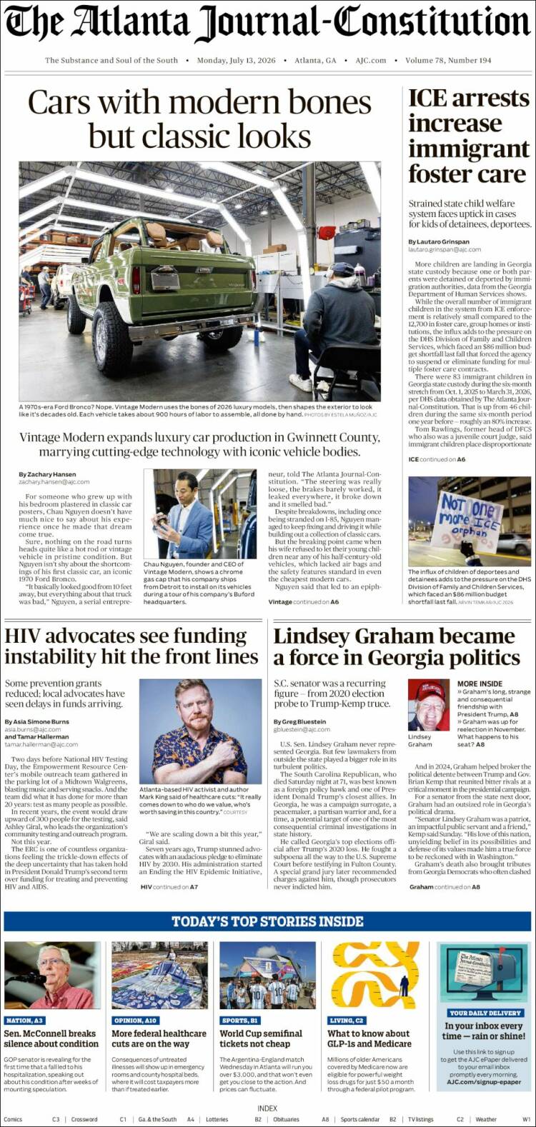 Portada de The Atlanta Journal-Constitution (USA)