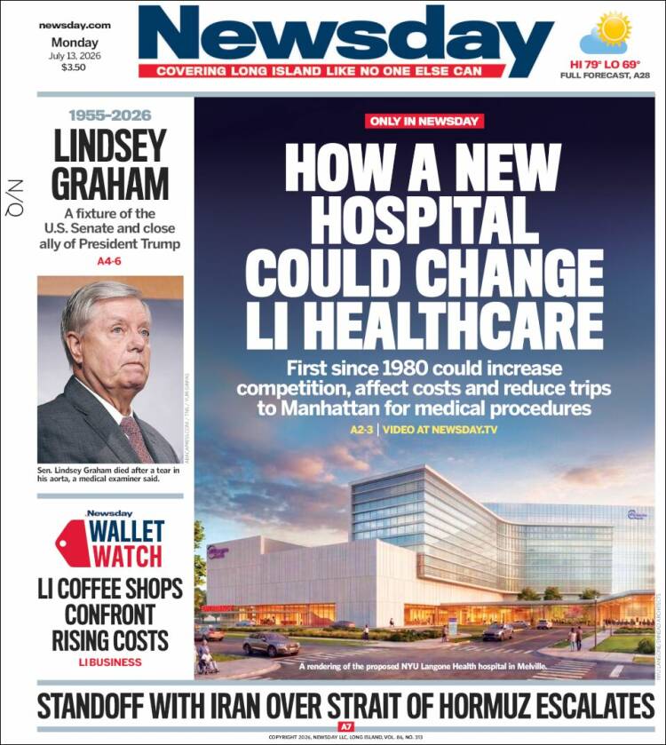 Portada de Newsday (USA)