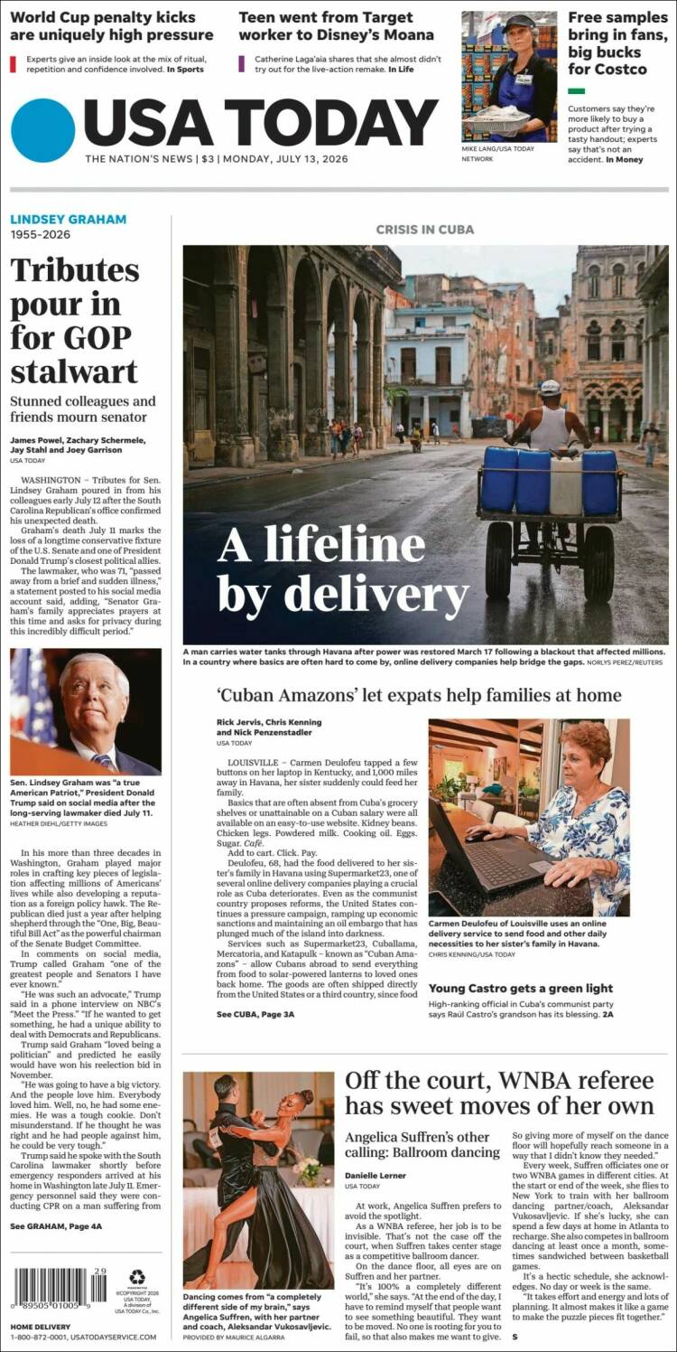 Portada de USA Today (USA)