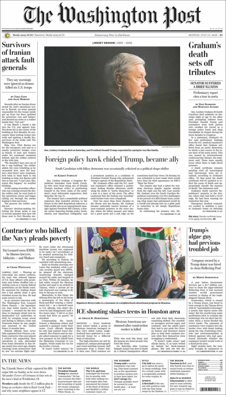 Portada de The Washington Post (USA)