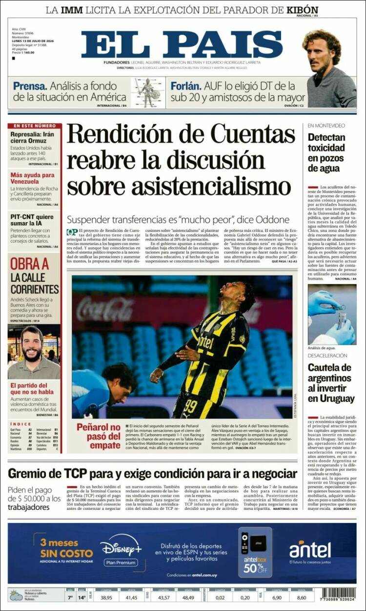 Portada de El País (Uruguay)