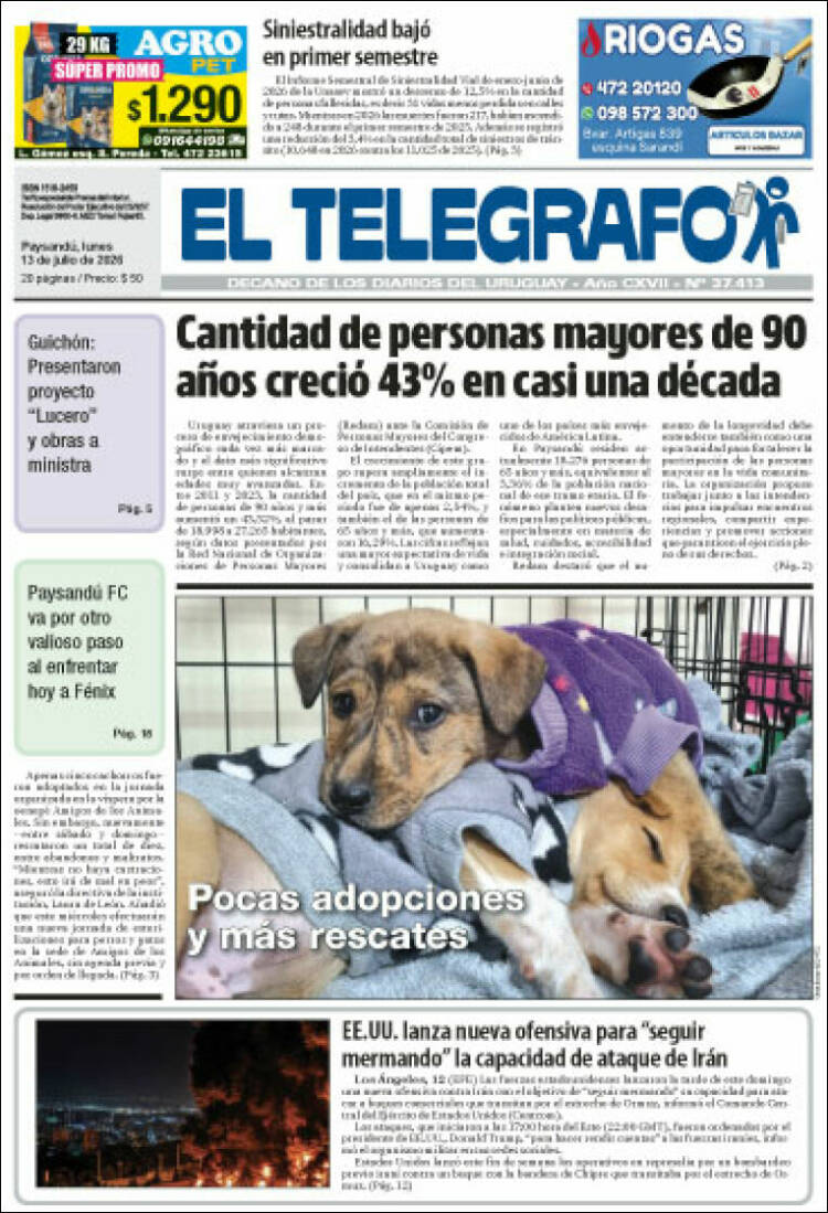 Portada de El Telégrafo (Uruguay)