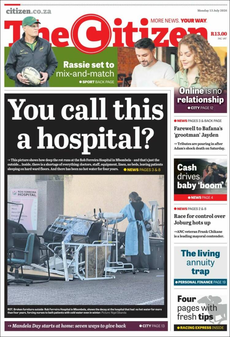 Portada de The Citizen (Sud&aacute;frica)