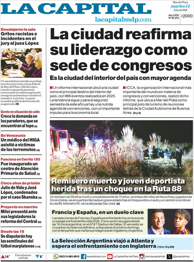 Portada de Diario La Capital - Mar del Plata (Argentina)