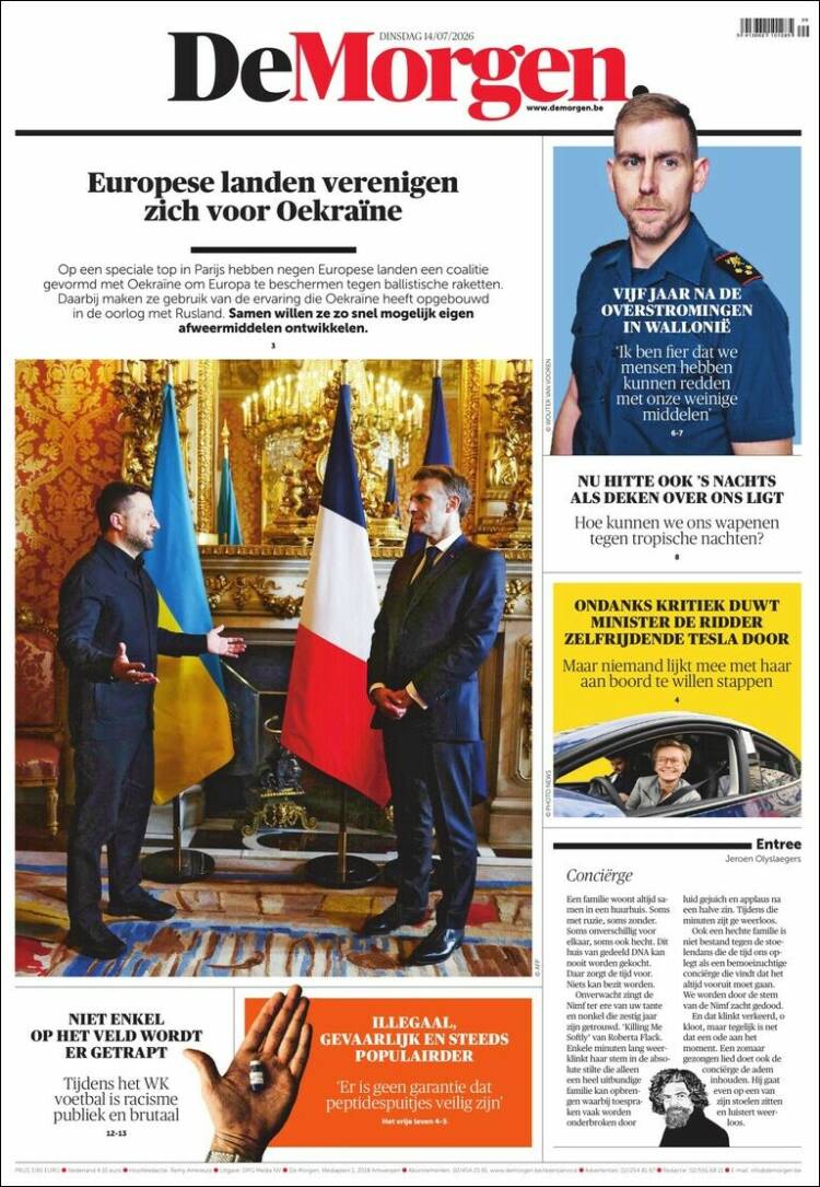 Portada de De Morgen (B&eacute;lgica)
