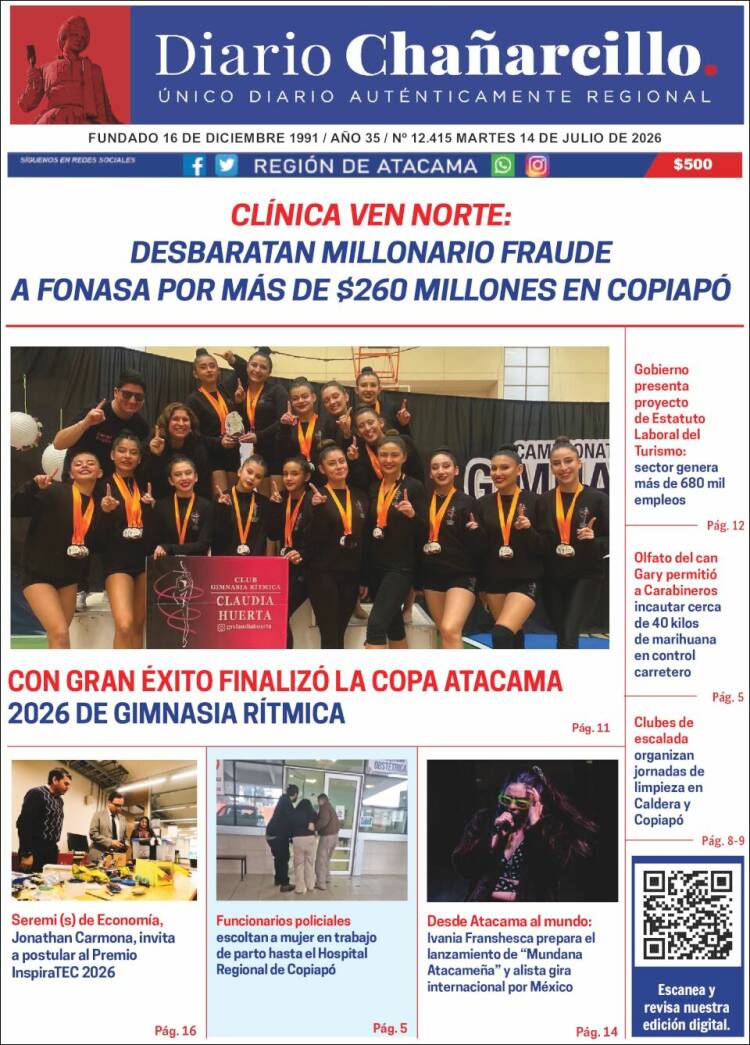 Portada de Diario Chañarcillo (Chile)
