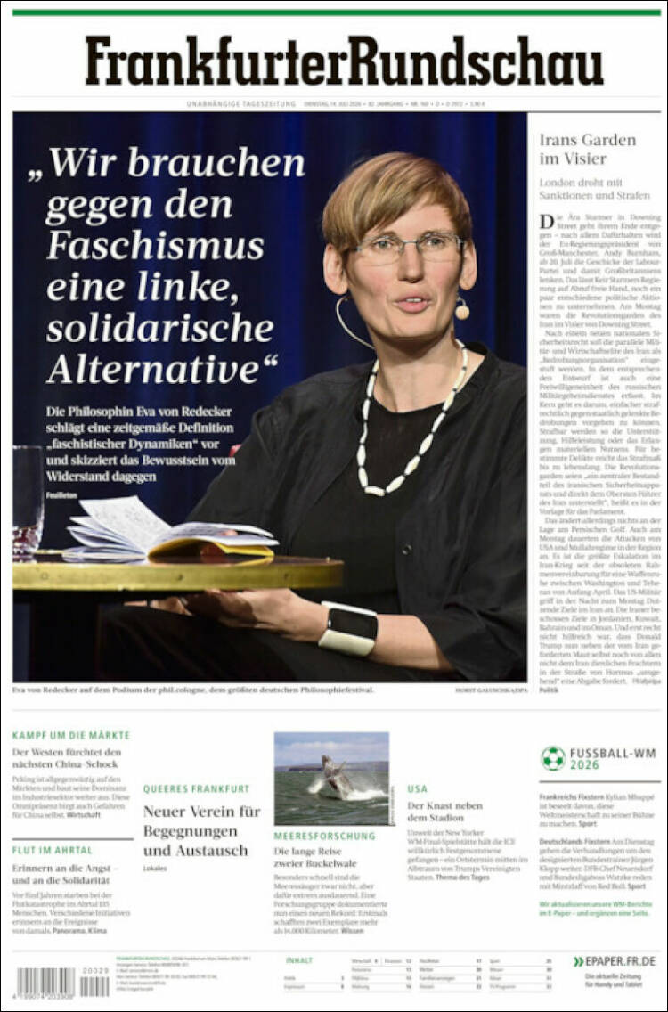 Portada de Frankfurter Rundschau (Alemania)