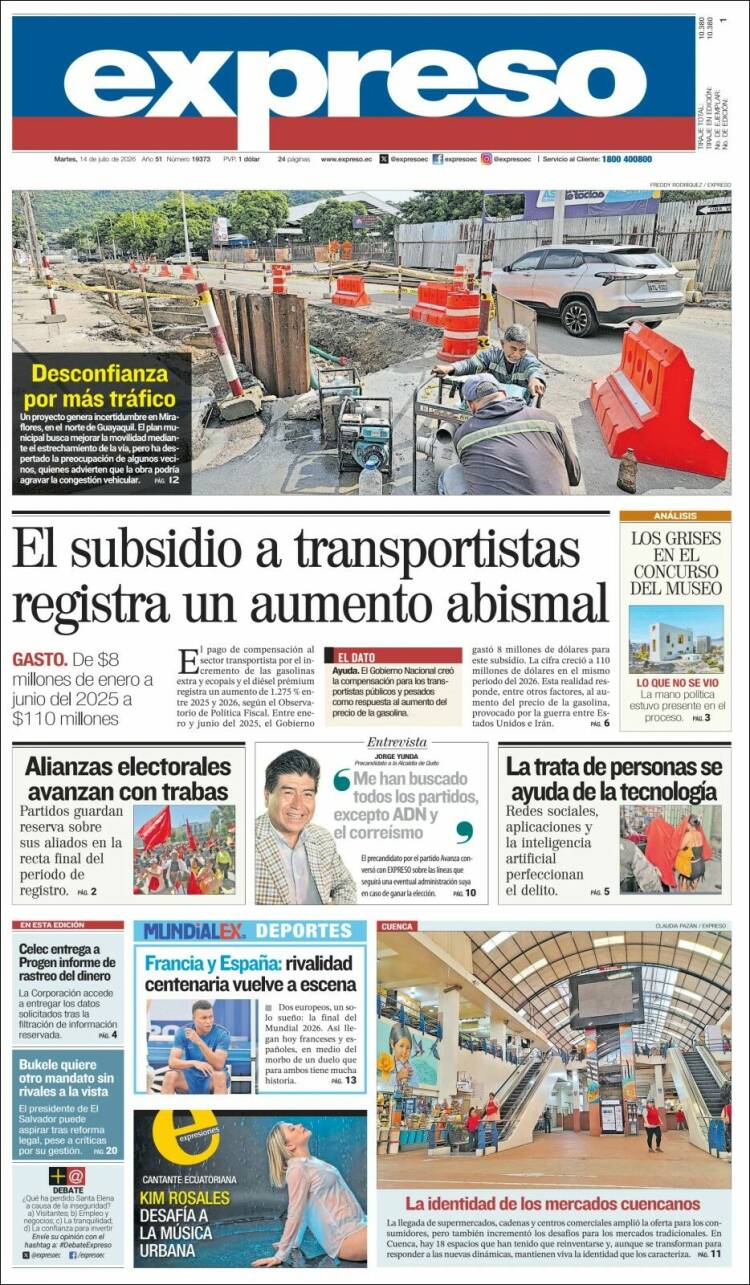 Portada de Expreso (Ecuador)