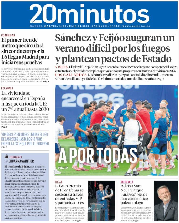 Portada de 20 Minutos - Madrid (Espa&ntilde;a)