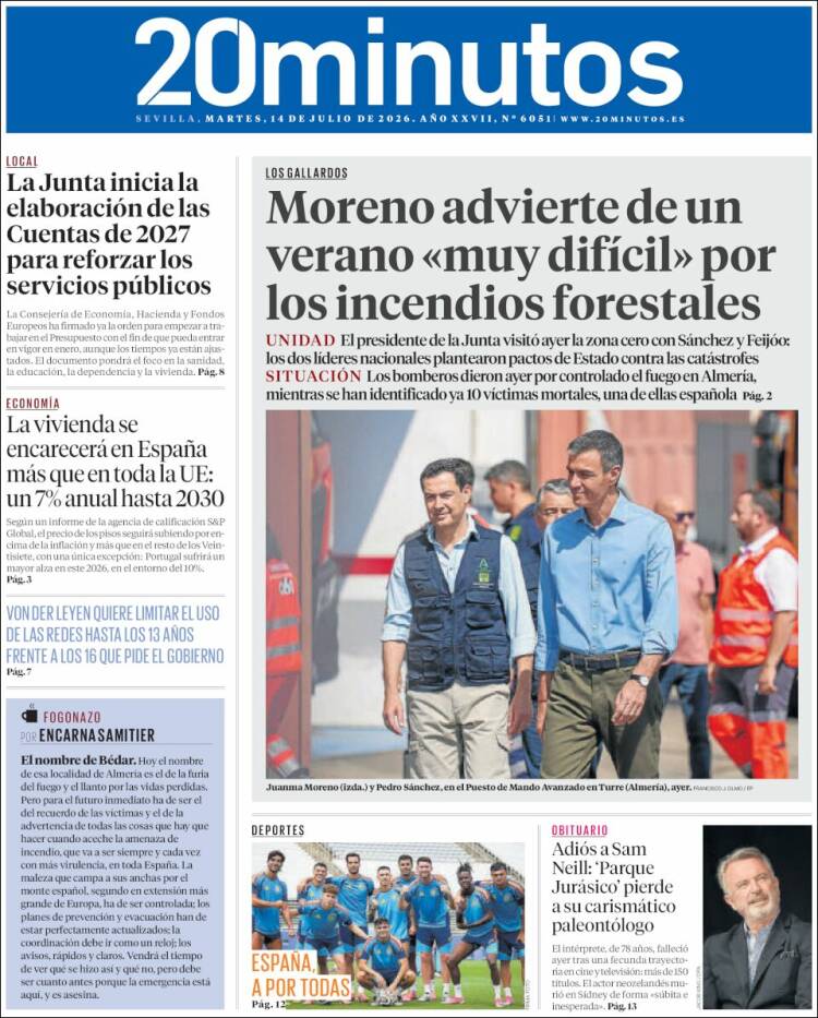 Portada de 20 Minutos - Sevilla (Espa&ntilde;a)