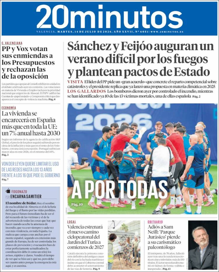 Portada de 20 Minutos - Valencia (Espa&ntilde;a)