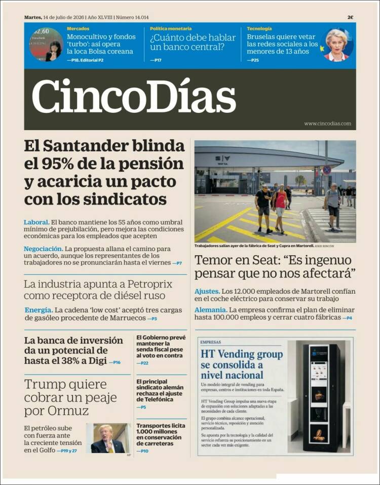 Portada de Cinco Días (Espa&ntilde;a)