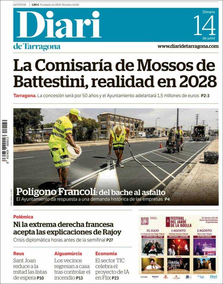 Portada de Diari de Tarragona (Espa&ntilde;a)