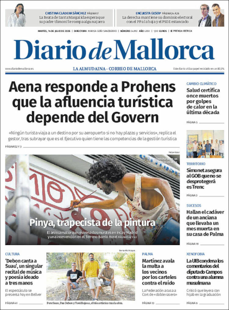 Portada de Diario de Mallorca (Espa&ntilde;a)