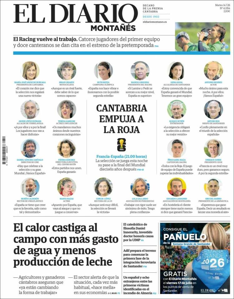 Portada de El Diario Montañés (Espa&ntilde;a)