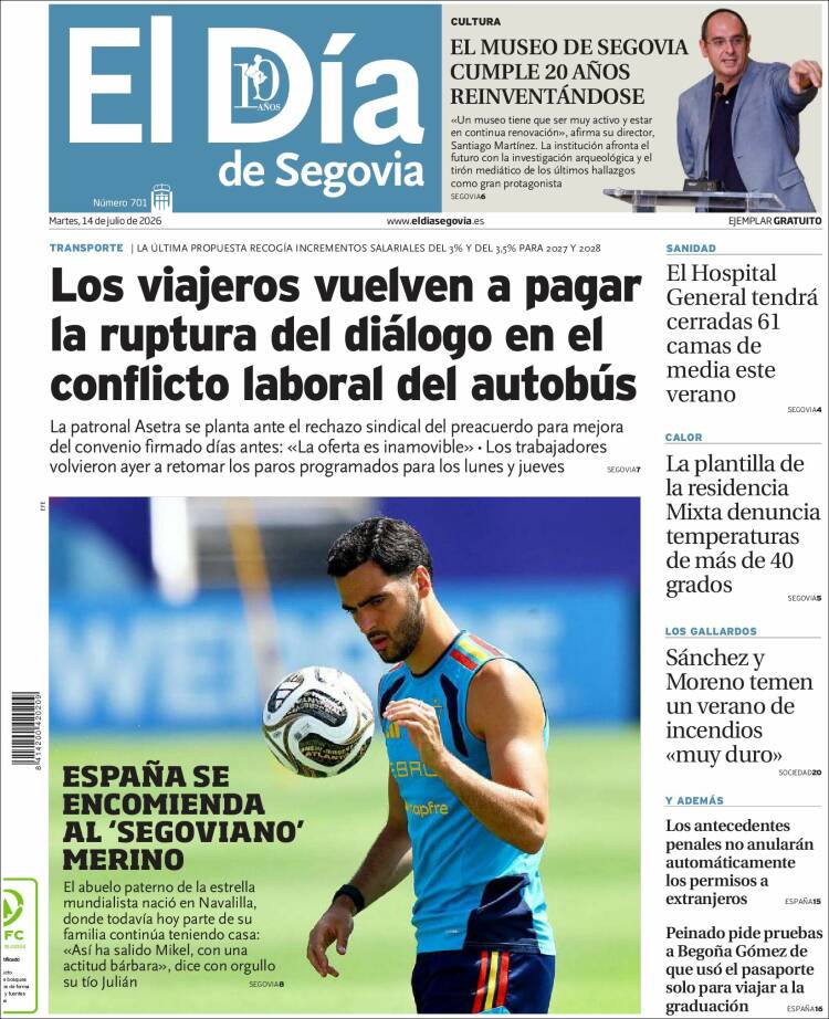Portada de El Día de Segovia (Espa&ntilde;a)