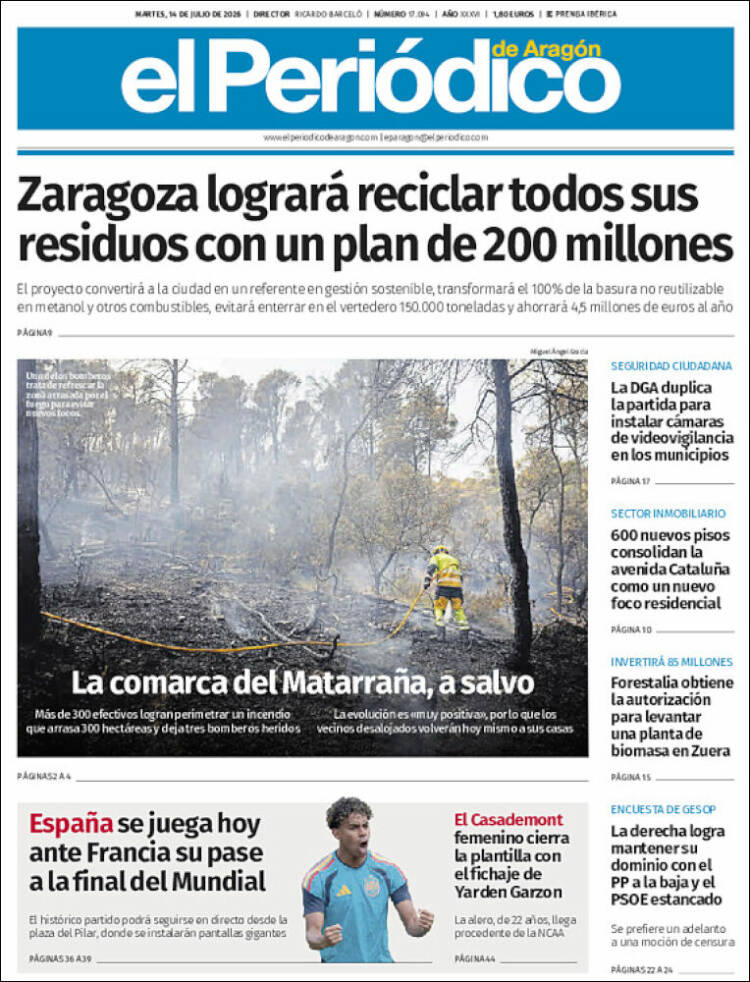 Portada de El Periódico de Aragón (Espa&ntilde;a)