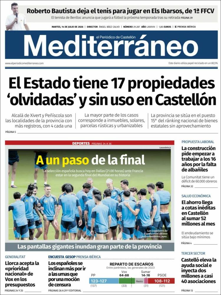 Portada de El Periódico Mediterraneo (Espa&ntilde;a)
