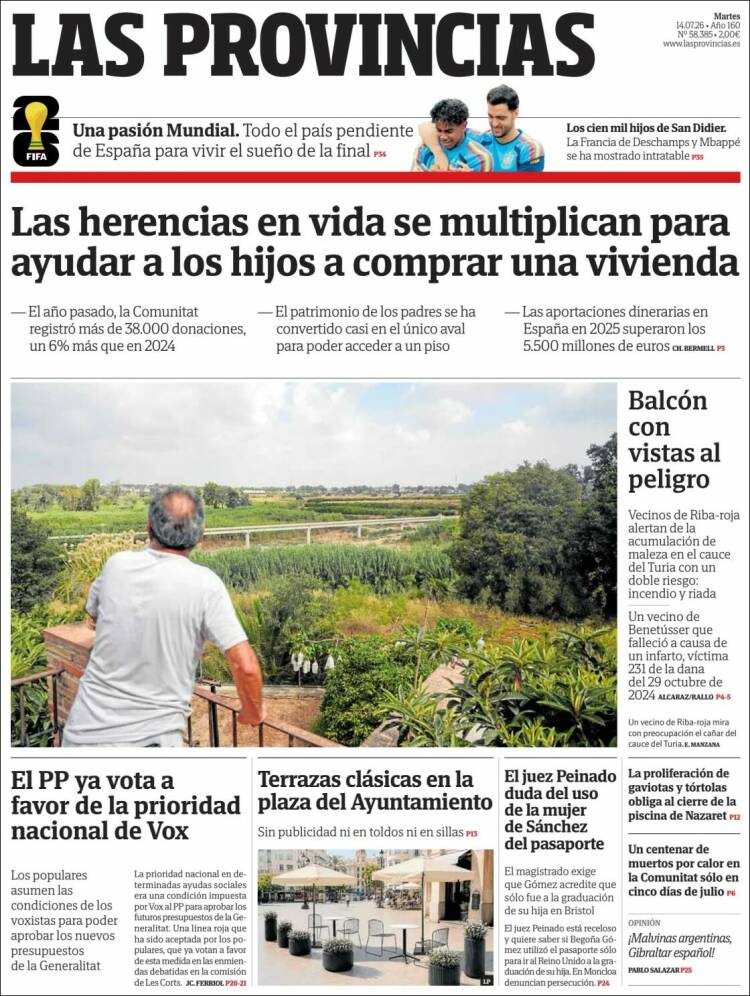 Portada de Las Provincias (Espa&ntilde;a)
