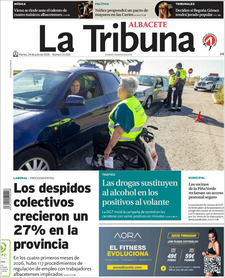 Portada de La Tribuna de Albacete (Espa&ntilde;a)
