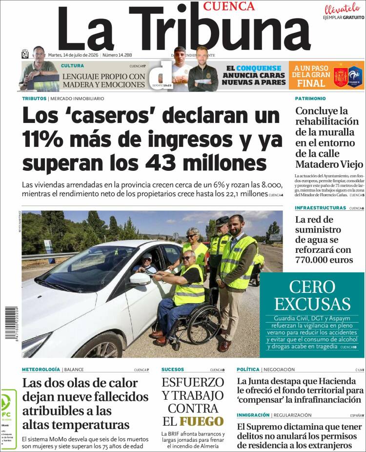 Portada de La Tribuna de Cuenca (Espa&ntilde;a)