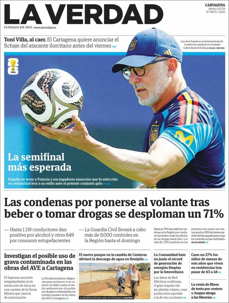 Portada de La Verdad de Cartagena (Espa&ntilde;a)