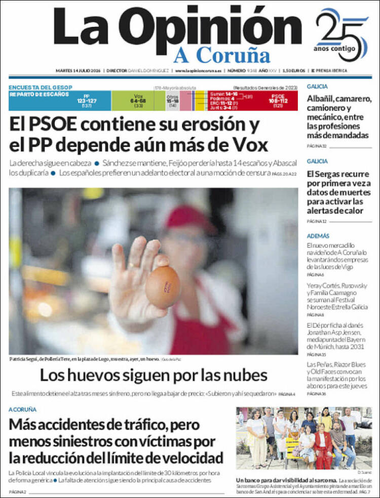 Portada de La Opinión de A Coruña (Espa&ntilde;a)