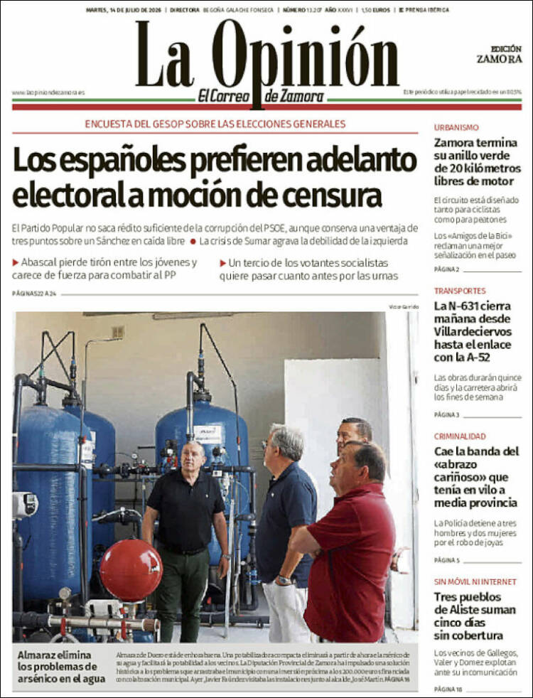Portada de La Opinión - El Correo de Zamora (Espa&ntilde;a)