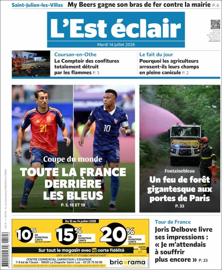 Portada de L'Est Eclair (Francia)