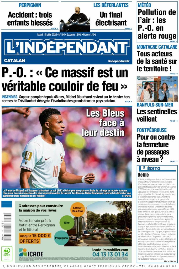 Portada de Le Indépendant (France)