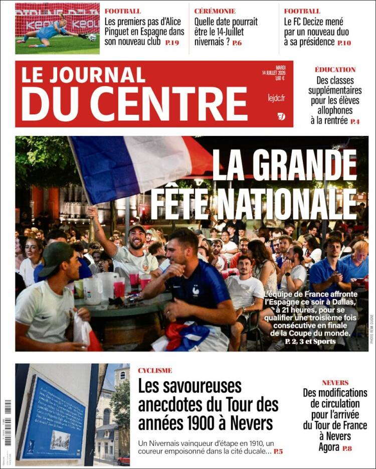 Portada de Le Journal du Centre (Francia)