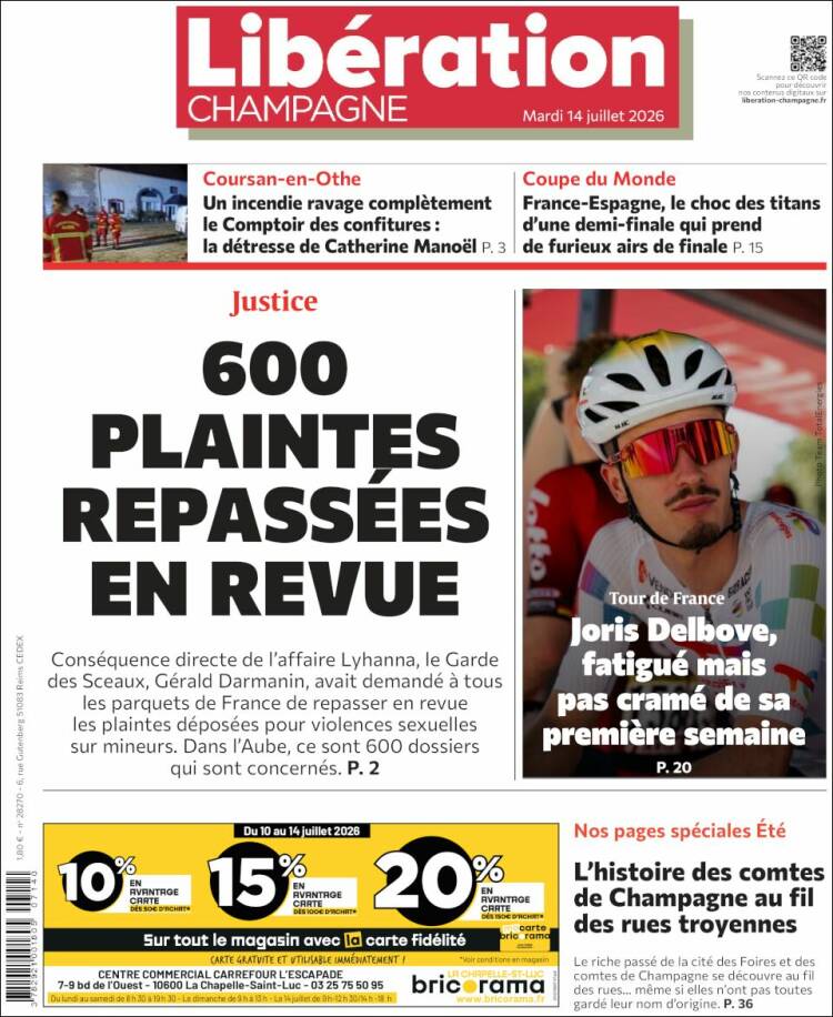 Portada de Libération Champagne (Francia)