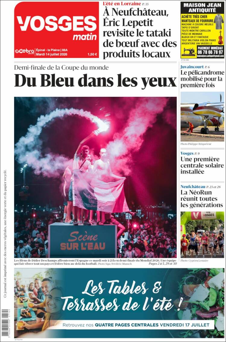 Portada de Vosges Matin (Francia)