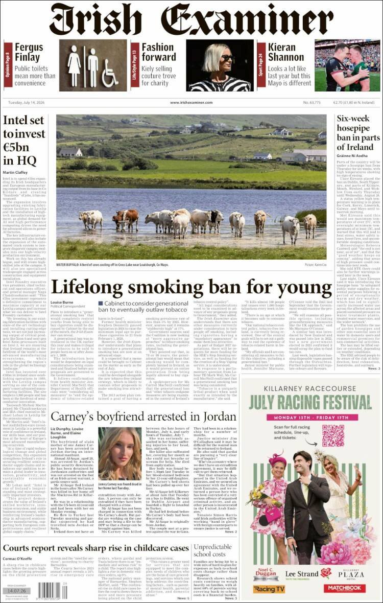 Portada de Irish Examiner (Irlanda)