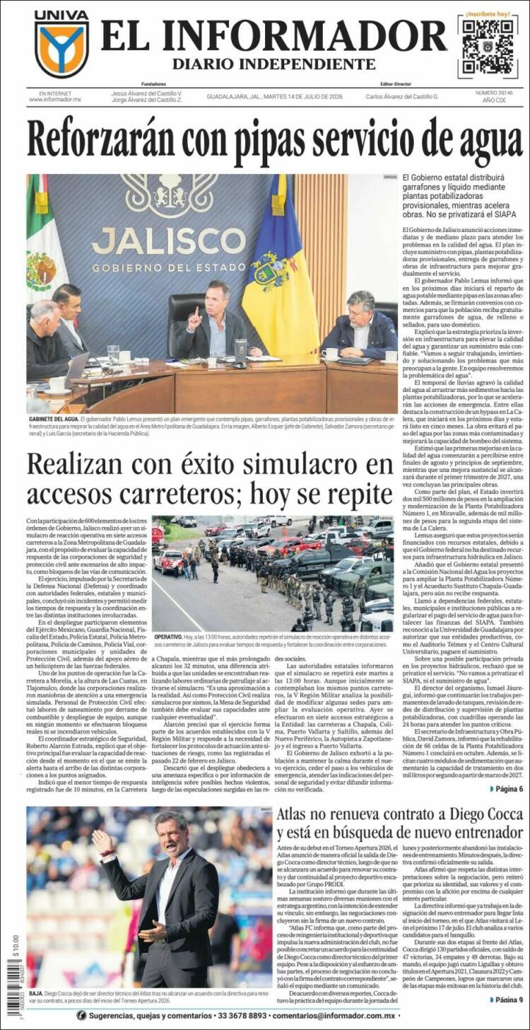 Portada de El Informador (M&eacute;xico)