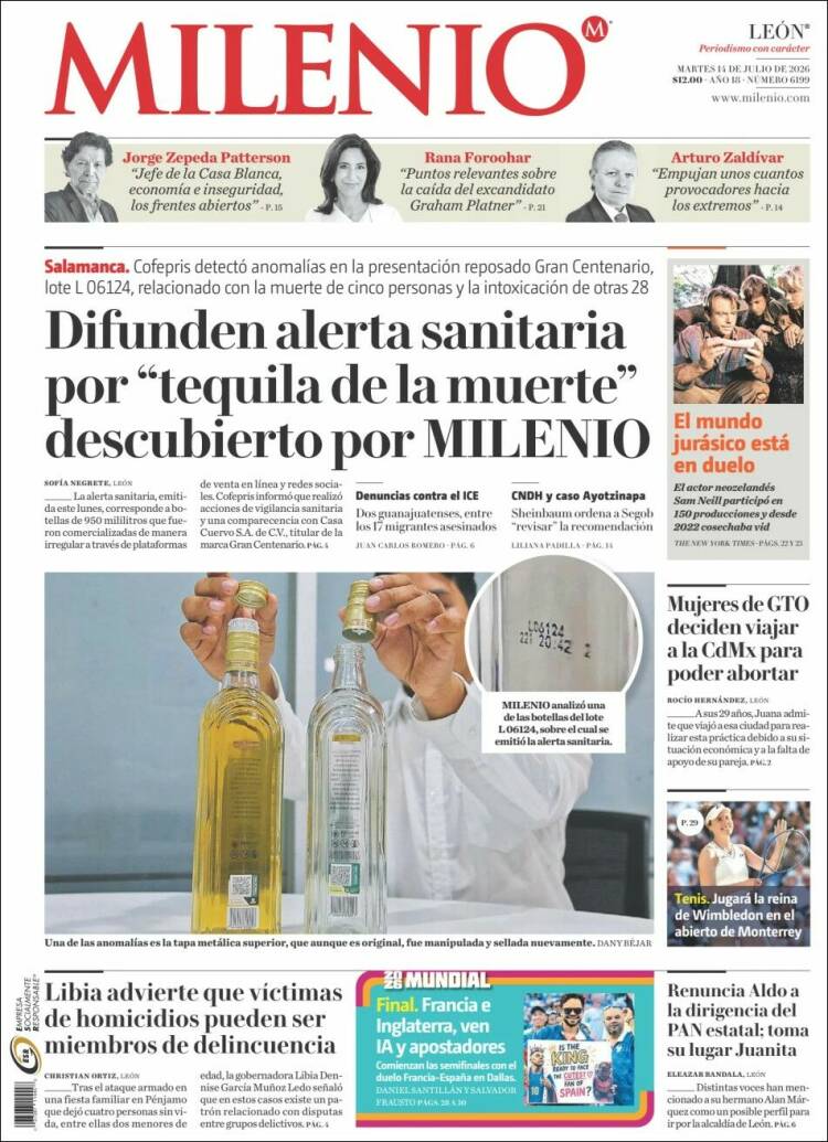 Portada de Milenio de León (M&eacute;xico)