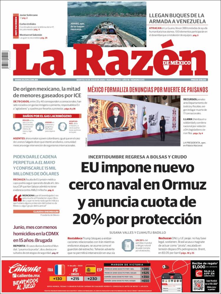 Portada de La Razón (M&eacute;xico)