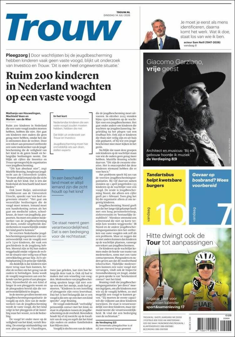 Portada de Trouw (Pa&iacute;ses Bajos)