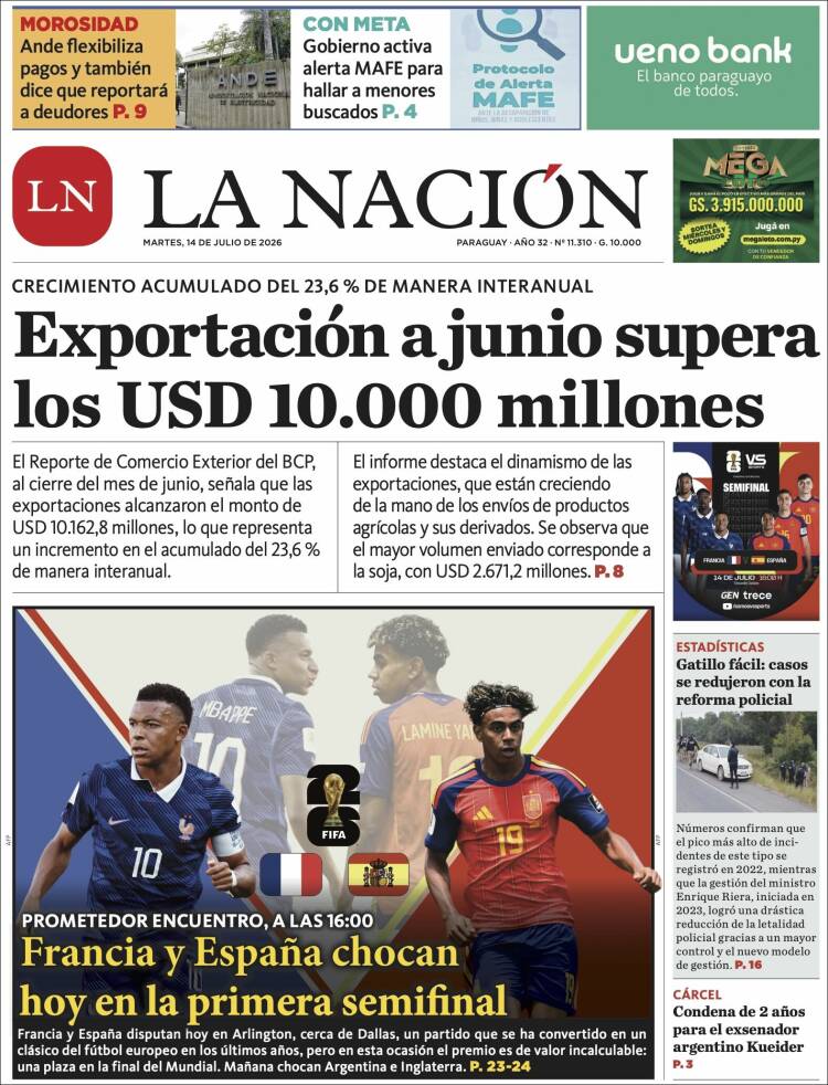 Portada de La Nación (Paraguay)