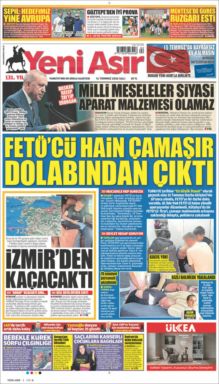 Portada de Yeni Asır (Turqu&iacute;a)