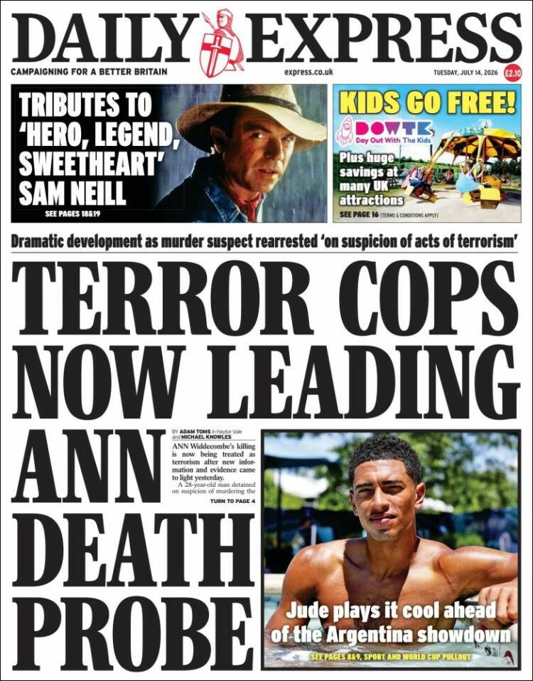 Portada de Daily Express (Reino Unido)