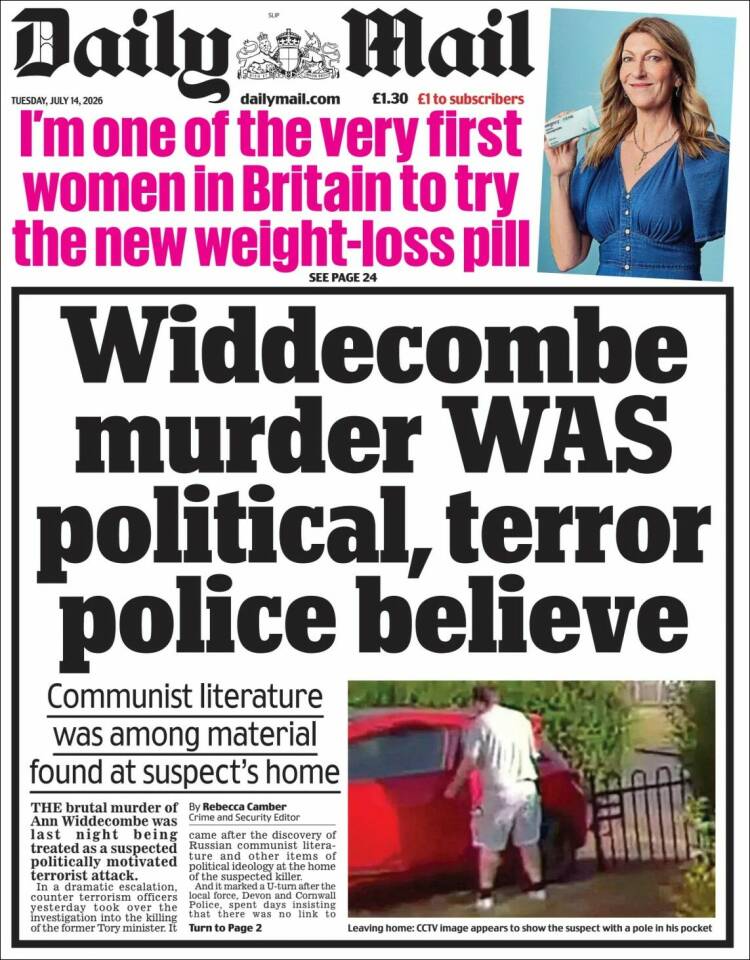 Portada de Daily Mail (Reino Unido)