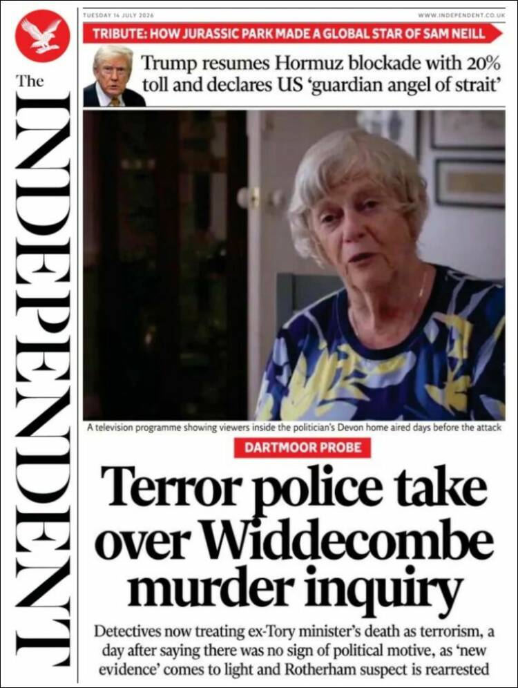 Portada de The Independent (Reino Unido)