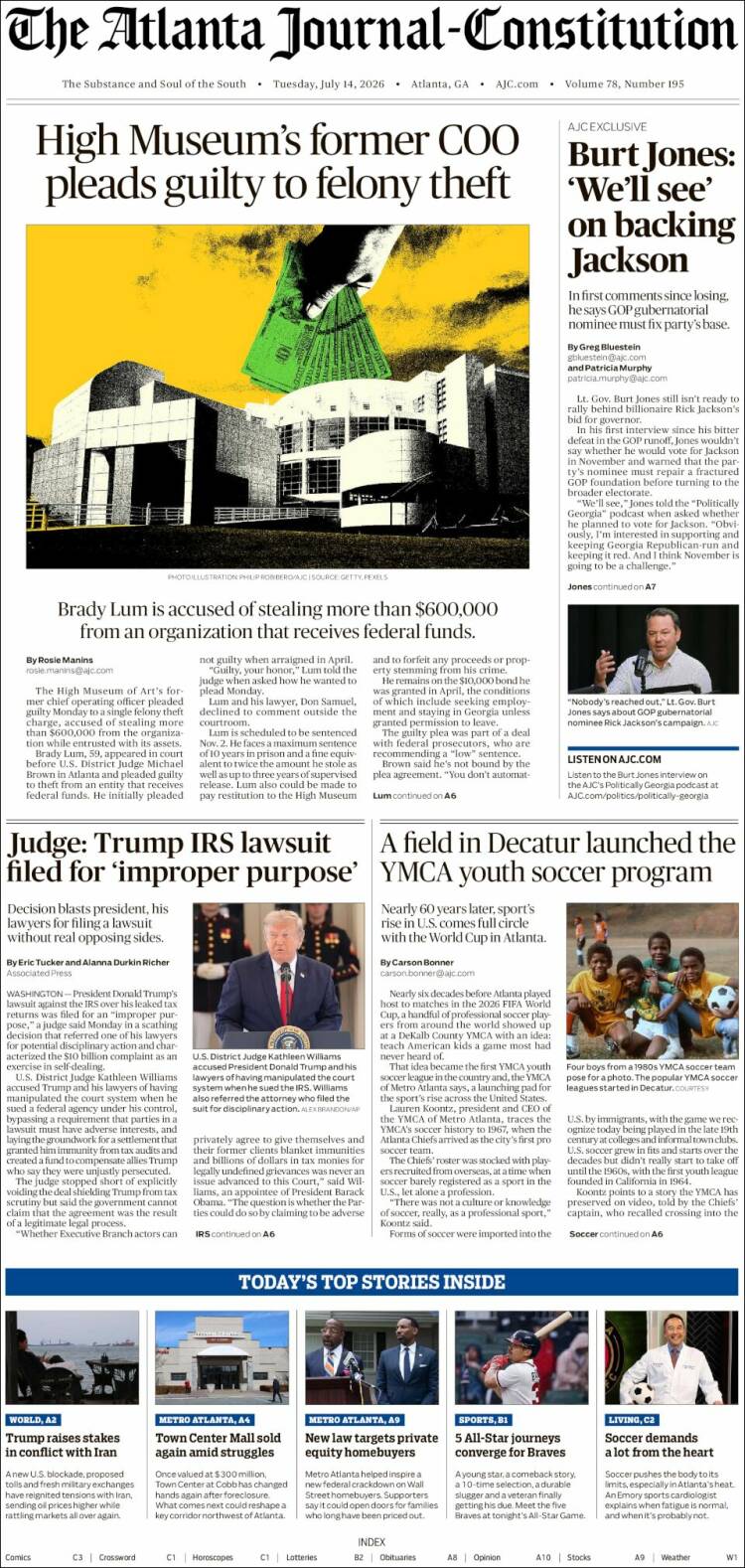 Portada de The Atlanta Journal-Constitution (USA)